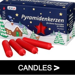 German Pyramid (Pyramidenkerzen) Candles - shown in red and used for German Pyramid and Arches
